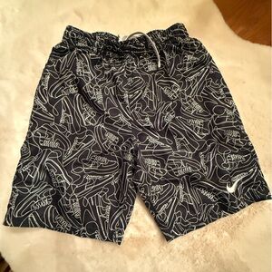 Nike Black and White Graphic Boys Swim Trunks